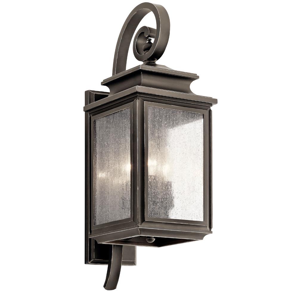 Kichler 49502OZ Wiscombe Park 21.75" 3 Light Outdoor Wall Light with Clear Seeded Glass in Olde Bronze®